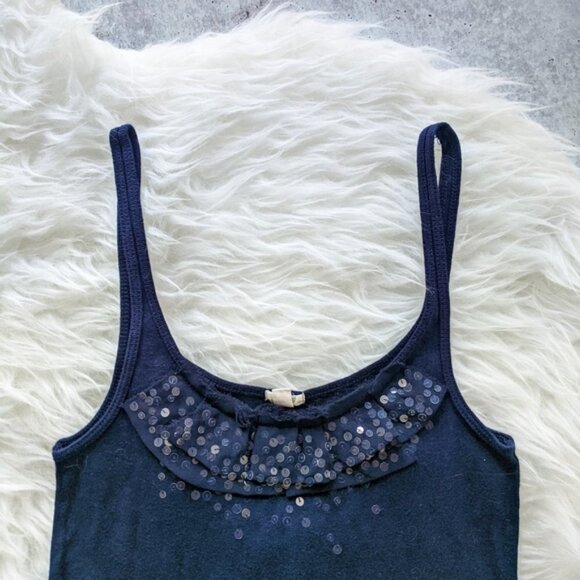 J. Crew Sequin Navy blue tank top women's size small - Picture 2 of 2
